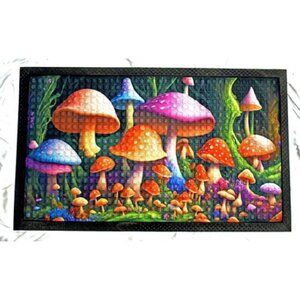 New Colorful Mushrooms Door Mat Floor Rubber Kitchen Outdoor Indoor Mushroom NWT